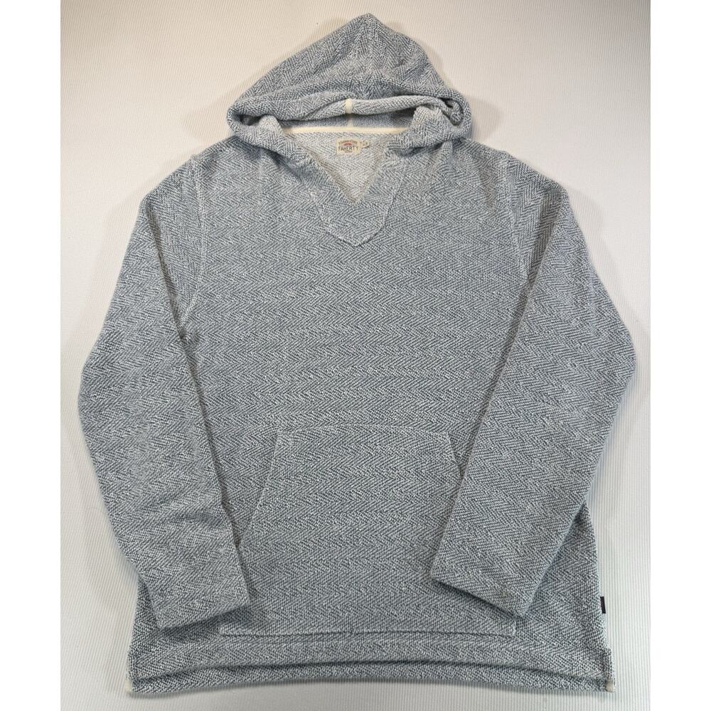 Faherty Baja Hoodie Pullover Mens XL Gray Knit Surf Beach Sweater